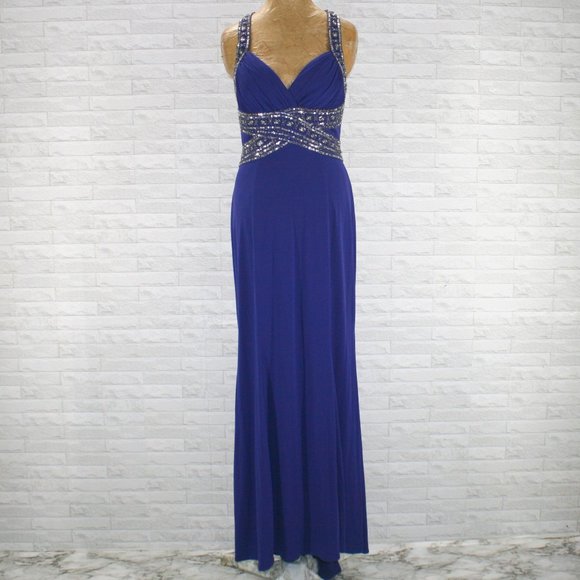 HAILEY LOGAN Prom Dress Pageant Halter Formal Gown Beaded Sequin Purple Size 11 - Picture 1 of 15